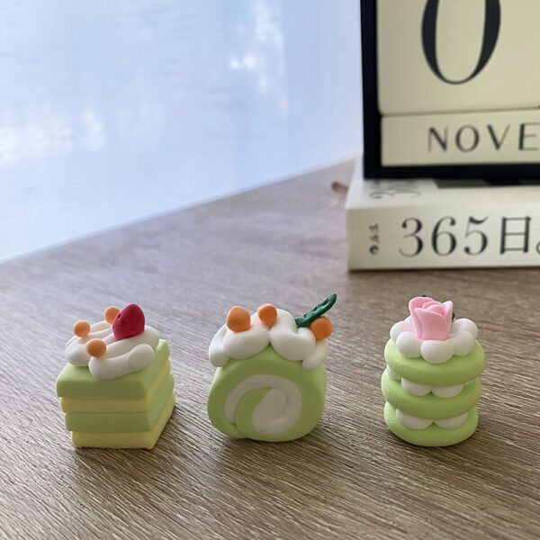 Matcha Cake Set,Miniature Food Decoration,Doll House Toy