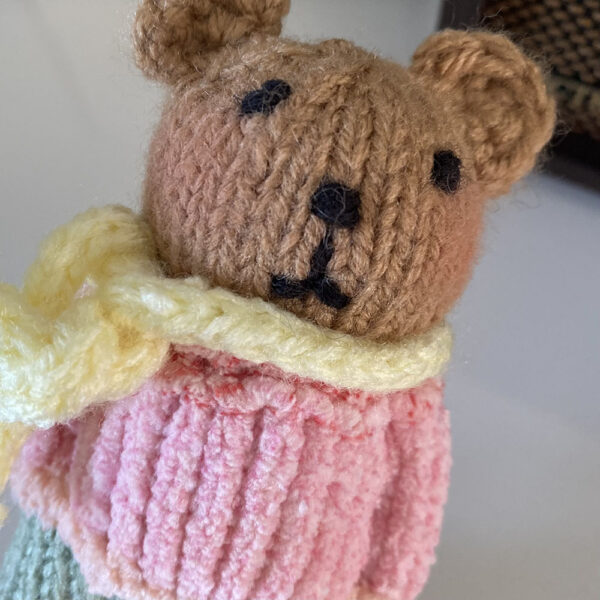 Pocket bear 006, with pink cherry blossom sweater