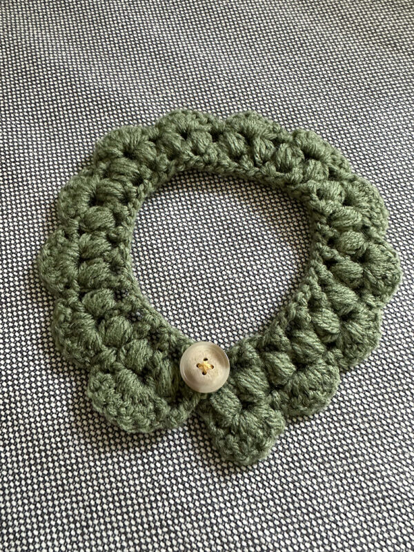 Crochet Pet Collar - Dark Green