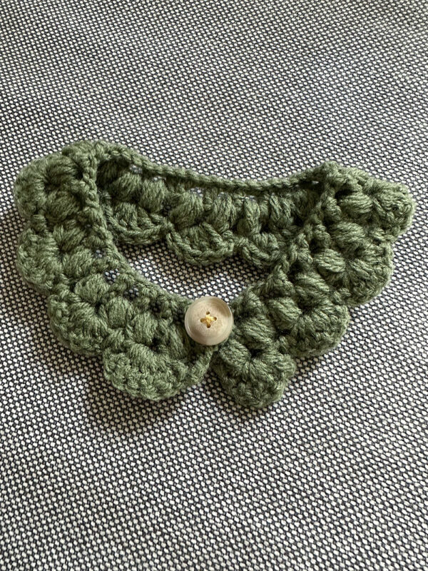 Crochet Pet Collar - Dark Green