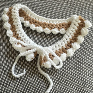 Crochet Pet Collar - Brown & White