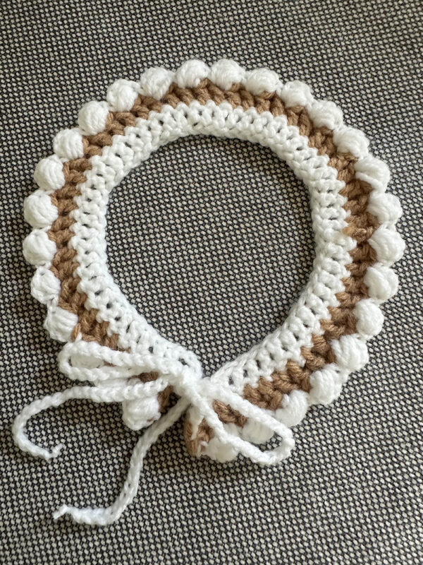 Crochet Pet Collar - Brown & White